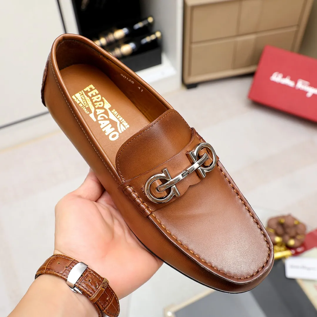 Men's shoes 💰360 🕷🕷【Ferragamo】Ferragamo Popular fashionable casual slip-on shoes🇨🇳Official website counter 1:1 production, original mold opening💯Good quality visible, imported high-end first-layer calfskin, luxurious pigskin lining🌿Very clear texture, high-quality waterproof, non-slip and wear-resistant outsole🎋High quality and low price, truly handmade🍓Color, code number 38-45